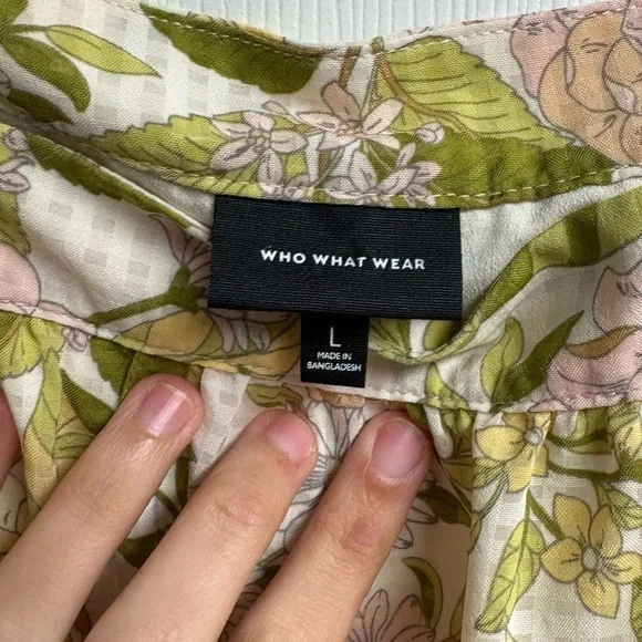 Who What Wear Floral Ruffle/Tiered Bishop Sleeve Dress Size Large - Picture 3 of 5